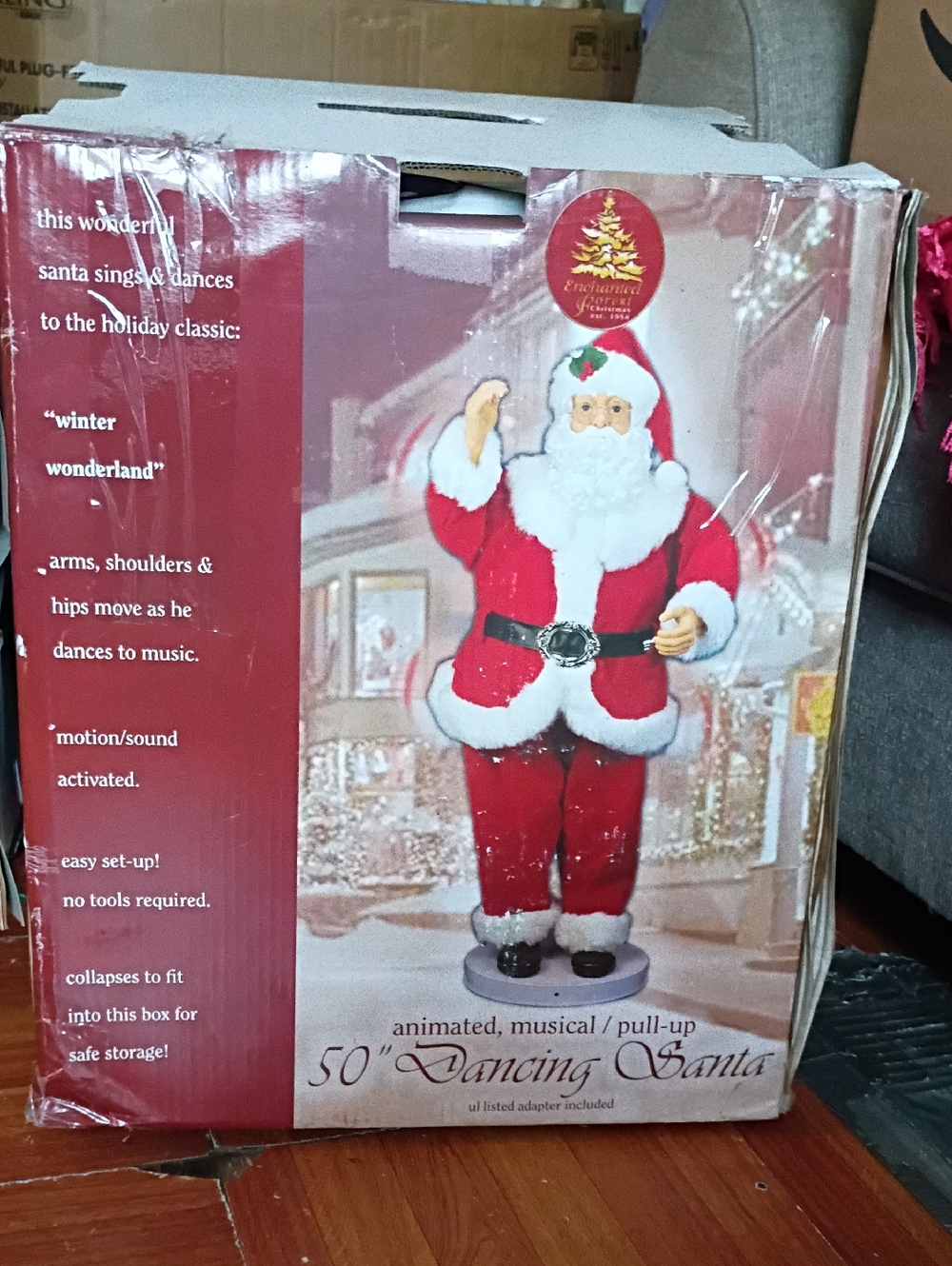 50" Red Animated Dancing Santa Holiday Decoration by